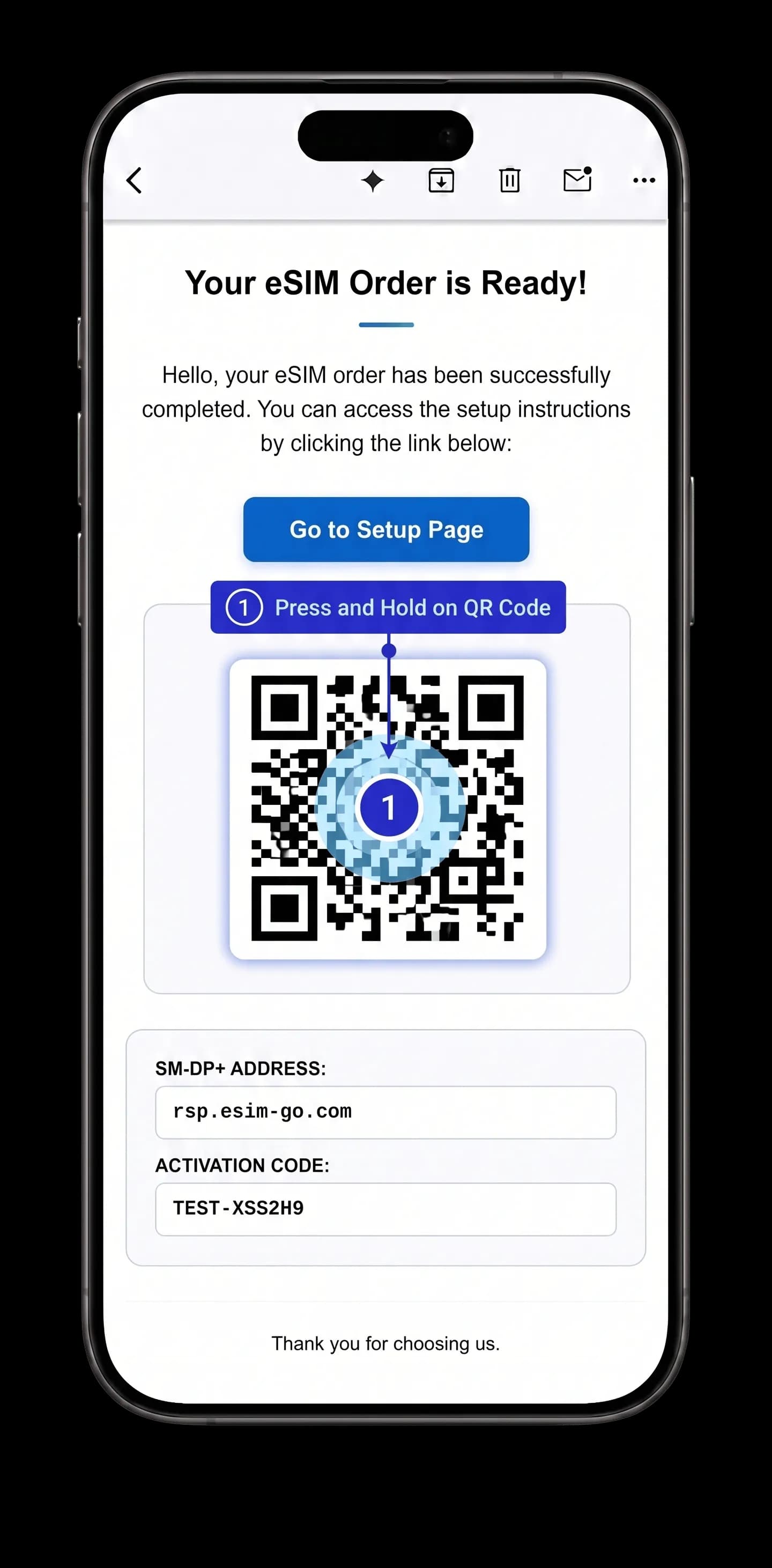 اضغط مطولاً على رمز QR
